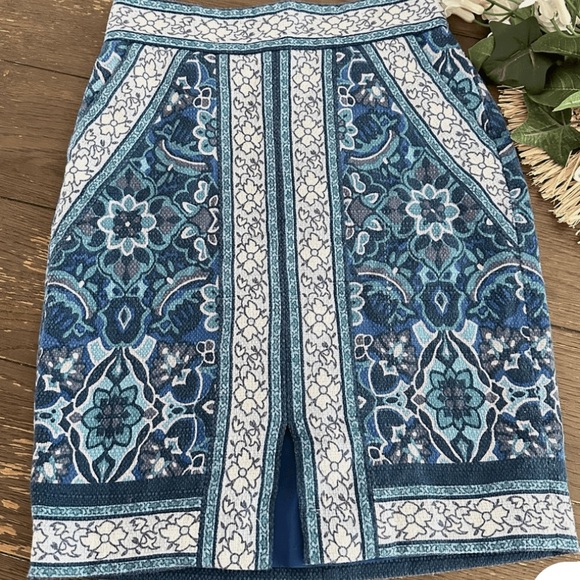 Ann Taylor LOFT Cotton Front Slit Stained Glass Pencil Skirt Size 6 Career - Picture 2 of 12